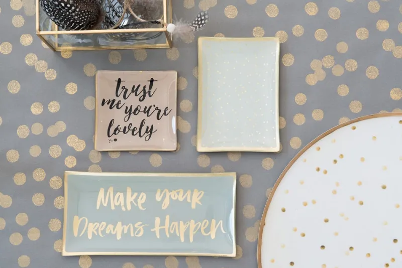 Geburtstag|Ostern^Gift Company Glasteller Goldrand Papagei bunt Tropical 14x10cm