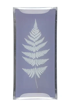 Glasteller^Glaswaren sonstige Glasteller mit Silberrand Farnblatt grau 10 x 21 cm