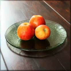 Teller & Platten^Art Glass Glasteller Thüringer Waldglas 26cm flach Kuchenplatte Servierteller grün