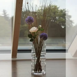 Xxl|Vasen^Cristalica Kingdom Glasvase Bubble Famous 40cm Zylinder Blumenvase Deko Gefäß Klarglas Geschenk