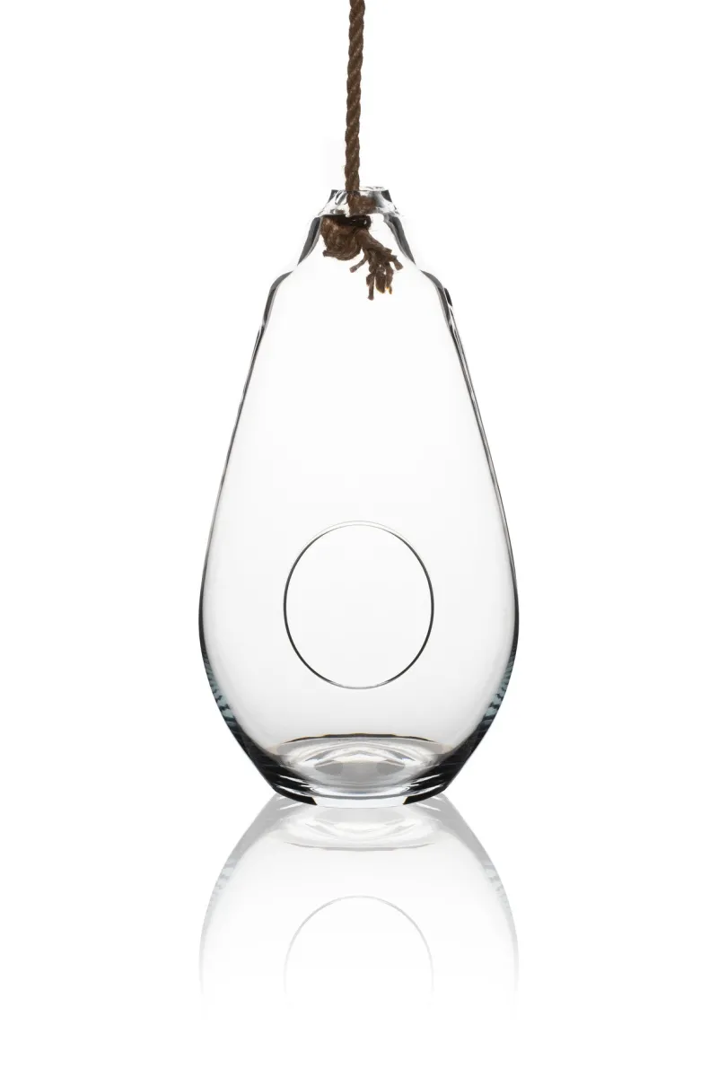 Xxl|Vasen^Cristalica Kingdom Glasvase Campana Famous 35cm Pflanzgefäß mit Loch zum Hängen Klarglas Geschenk