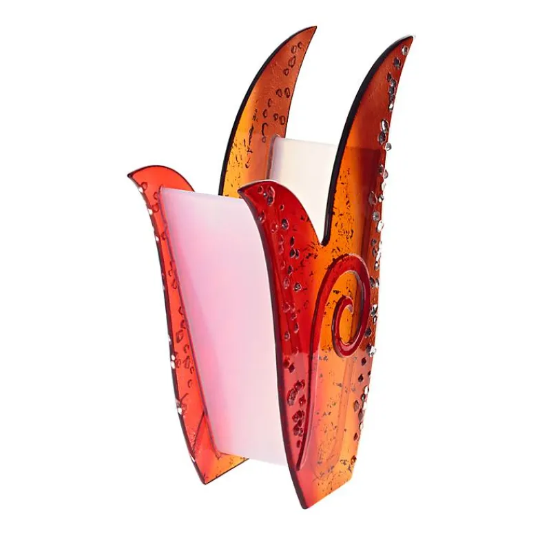 Valentienstag|Vasen^Art Glass Glasvase Designelement Deko Tischvase Fusing Glas Kunst rot orange 31cm Handmade
