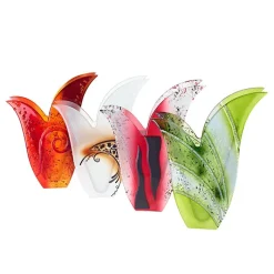 Valentienstag|Vasen^Art Glass Glasvase Designelement Deko Tischvase Fusing Glas Kunst rot orange 31cm Handmade