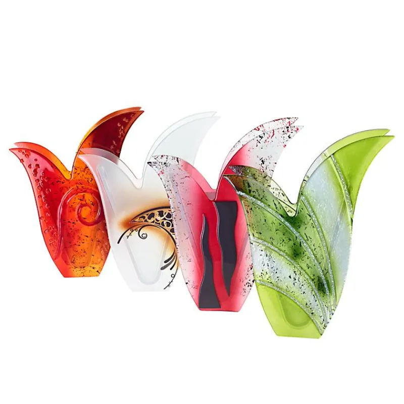 Valentienstag|Vasen^Art Glass Glasvase Designelement Deko Tischvase Fusing Glas Kunst rot orange 31cm Handmade