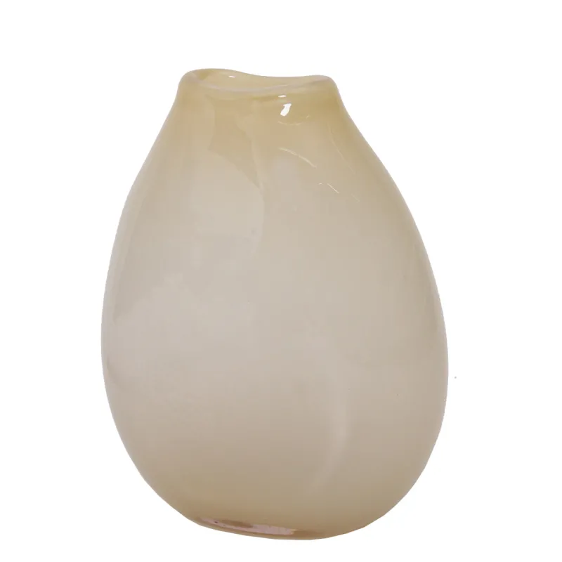 Vasen^Cristalica Glasvase flach beige/braun 22cm