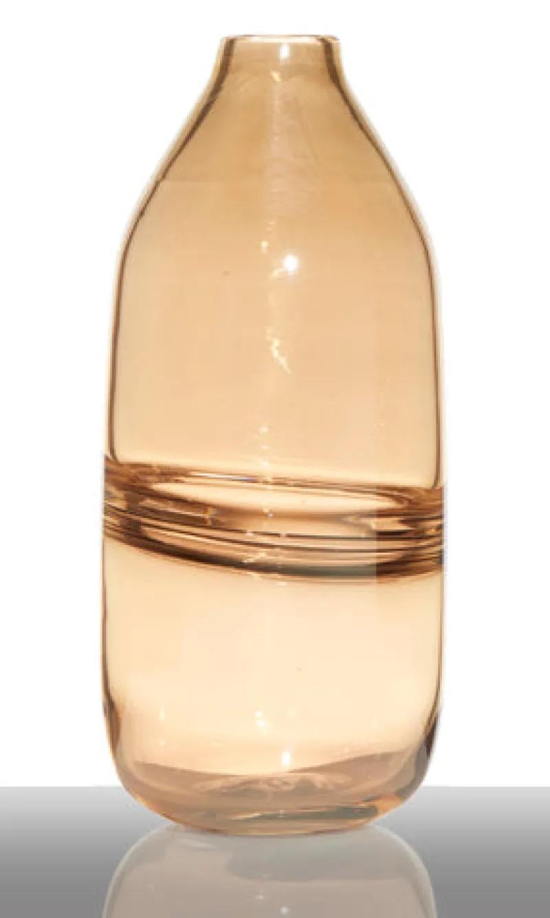Geburtstag|Vasen^Glaswaren sonstige Glasvase Flasche Dekovase Blütenvase Bottle Line Braun 30 cm