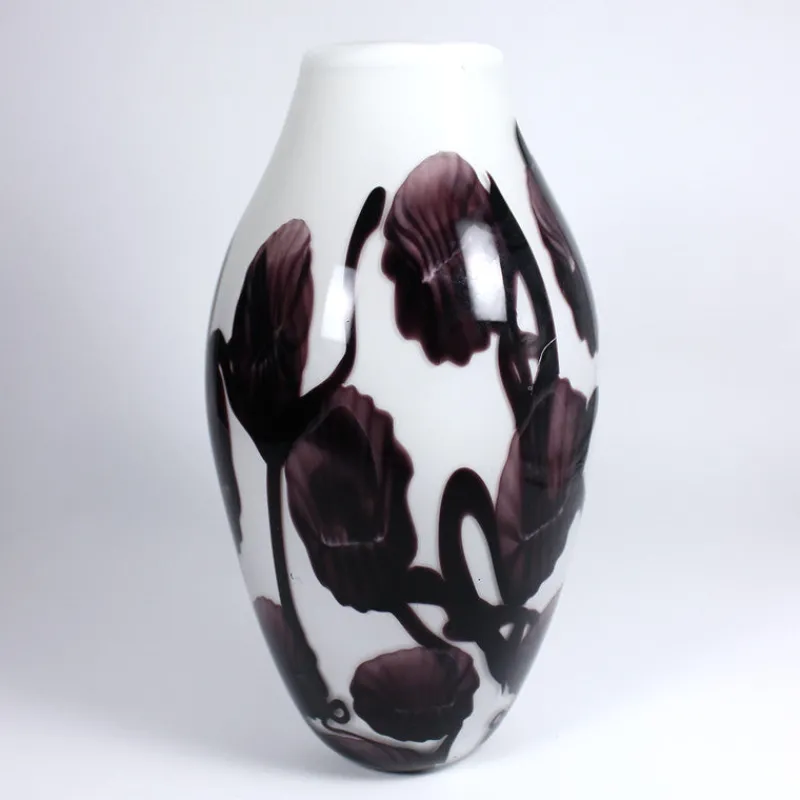 Vasen^Amara Design Glasvase Purple Leafs 31cm