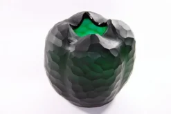 Vasen^Art Glass Glasvase rund Blumengefäß Deko Tischvase Moonlight Höhe 18cm grün Handmade