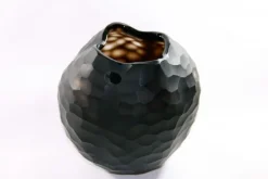 Vasen^Art Glass Glasvase rund Blumengefäß Deko Tischvase Moonlight Höhe 18cm braun Handmade