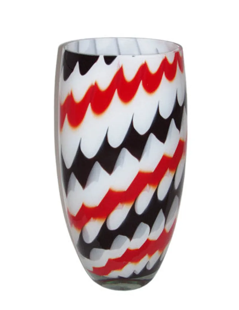 Vasen^Cristalica Glasvase weiß-schwarz-rot Jozy Art Queen 38 cm