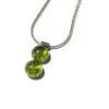 Halskette|Fusing Glasschmuck^Cristalica Halskette mit Glasperle Twinny Green Stone Fusing (Edelstahlkette)