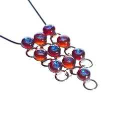 Halskette|Fusing Glasschmuck^Schmuck Halszette Perlen "Fusing Gem" (3,5cm)