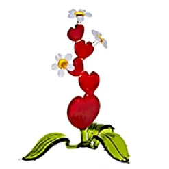 Valentienstag|Blumen^Art Glass Herz Kaktus Composition 16-22cm Tier Skulptur Figur Sammeln Vitrine Glaskunst