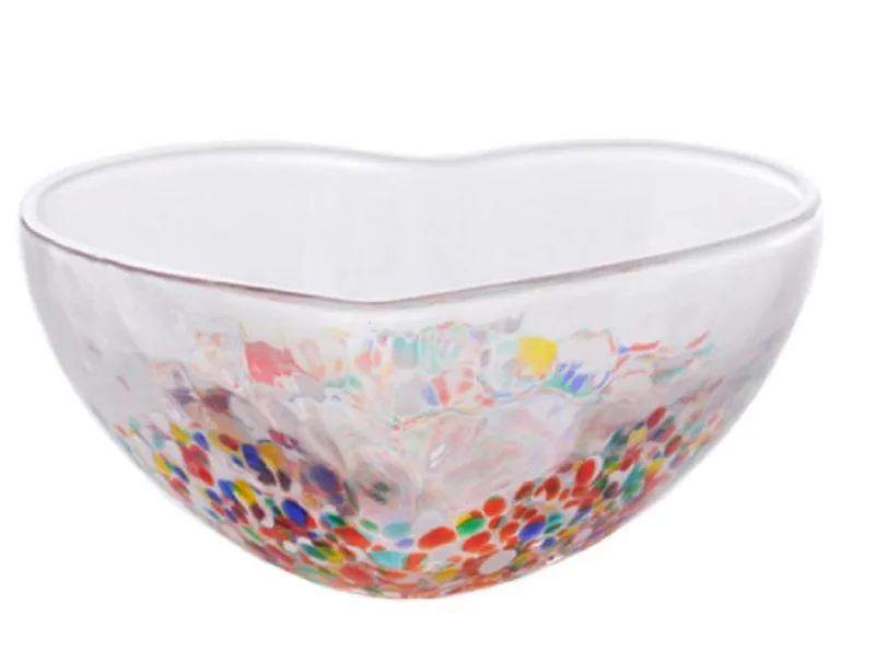 Valentienstag|Schalen & Schüsseln^Cristalica Herzschale Glasschale Bunt Konfeti/Transparent