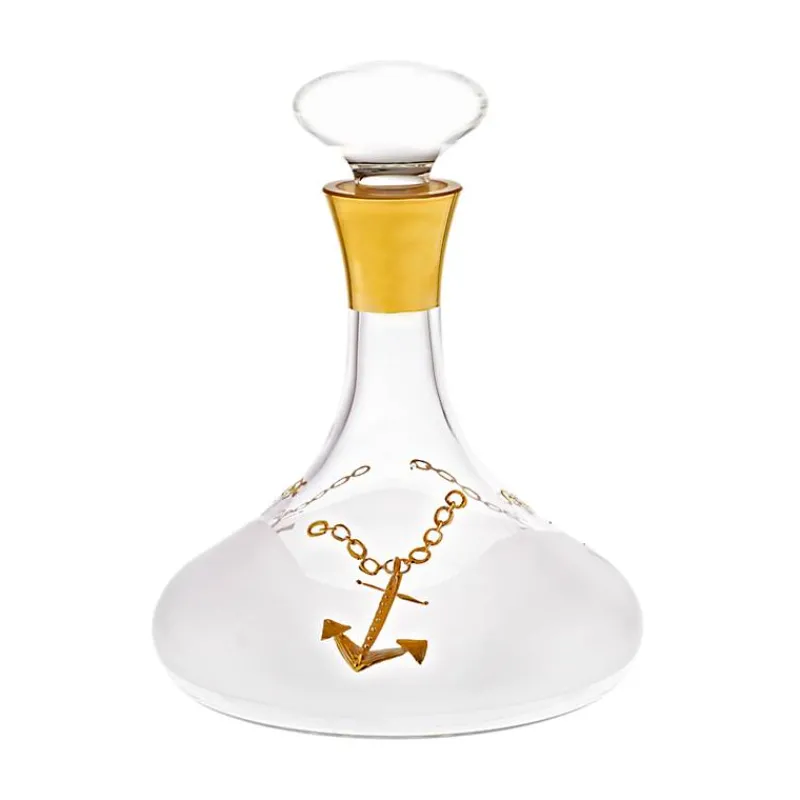 Karaffe & Dekanter^Art Glass Karaffe mit Verschluss gold/Anker, 1200ml, aus Glas