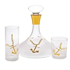 Karaffe & Dekanter^Art Glass Karaffe mit Verschluss gold/Anker, 1200ml, aus Glas