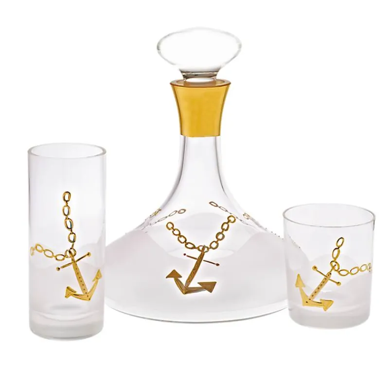 Karaffe & Dekanter^Art Glass Karaffe mit Verschluss gold/Anker, 1200ml, aus Glas