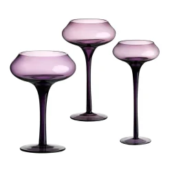 Frauen|Einweihung^Cristalica Kerzenhalter Andromeda Windlicht 3er-Set Leuchter auf Fuß Glas lila