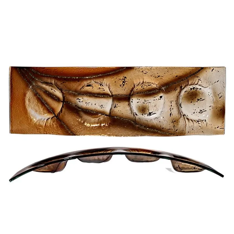 Kerzenhalter^Cristalica Kingdom Kerzenhalter Bogen Adventskranz 4er Kerzenteller braun Fusing Glas 42cm Handmade