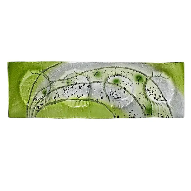 Kerzenhalter^Cristalica Kingdom Kerzenhalter Bogen Adventskranz 4er Kerzenteller grün Fusing Glas 42cm Handmade