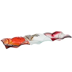 Kerzenhalter^Art Glass Kerzenhalter Glasschale Blüte Tischdeko Fusing Glas weiß gold 16x16cm Handmade