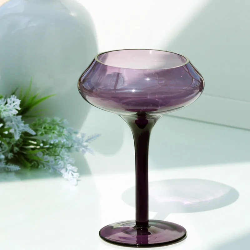 Kerzenhalter^Amara Design Kerzenhalter Kerzenständer Teelichthalter Sunstar Violett Glas 25 cm