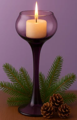 Kerzenhalter^Amara Design Kerzenhalter Kerzenständer Teelichthalter Sunstar Violett Glas 25 cm