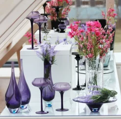 Kerzenhalter^Amara Design Kerzenhalter Kerzenständer Teelichthalter Sunstar Violett Glas 25 cm