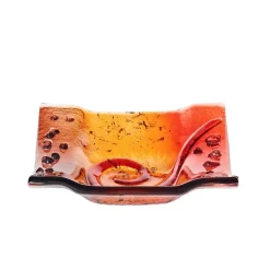 Frauen|Kerzenhalter^Art Glass Kerzenhalter Kerzenteller Wippe Tischdekoration Fusing Glas rot 12x14cm Handmade