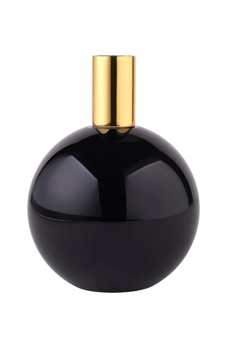 Kerzenhalter^Glaswaren sonstige Kerzenhalter Kugel Dioptrics Kristallglas schwarz/gold 13cm