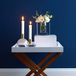 Kerzenhalter^Glaswaren sonstige Kerzenhalter Kugel Dioptrics Kristallglas klar/gold 13cm