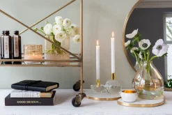 Kerzenhalter^Glaswaren sonstige Kerzenhalter Kugel Dioptrics Kristallglas klar/gold 13cm