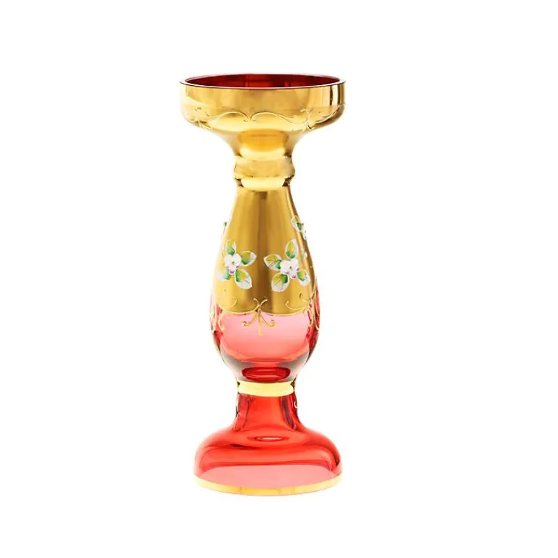 Kerzenhalter^Art Glass Kerzenhalter Red Queen 22 cm, Rot/Gold, aus Glas