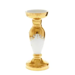 Kerzenhalter^Art Glass Kerzenhalter White Queen 21,5 cm, Weiß/Gold, aus Glas