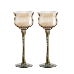 Weihnachten|Weihnachten^Cristalica Kerzenhalter Windlicht Golden Dust 2er Set 35cm