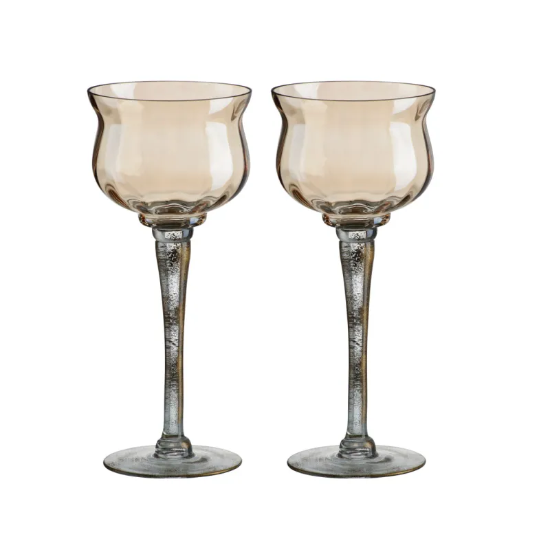 Weihnachten|Weihnachten^Cristalica Kerzenhalter Windlicht Golden Dust 2er Set 30cm