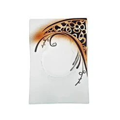 Kerzenhalter^Art Glass Kerzenteller Welle Kerzenhalter Schale Fusing Glas weiß gold 13x19cm Handmade