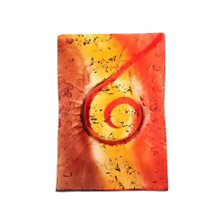 Kerzenhalter^Art Glass Kerzenteller Welle Kerzenhalter Schale Fusing Glas rot orange 13x19cm Handmade