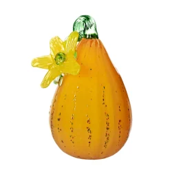 Halloween|Obst & Gemüse^Cristalica GmbH Kürbis Gemüse mit Blüte 30cm Glas Früchte Figuren Küche Vitrine Sammeln Glaskunst