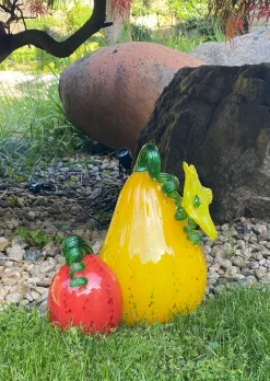 Halloween|Obst & Gemüse^Cristalica GmbH Kürbis Gemüse mit Blüte 30cm Glas Früchte Figuren Küche Vitrine Sammeln Glaskunst