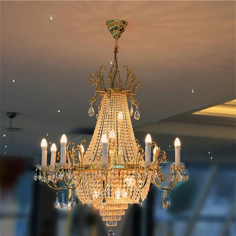 Leuchter & Lampen^Beleuchtung Kronleuchter Andrea Erleuchtung, Gold/Transparent, aus Glas