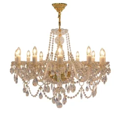 Leuchter & Lampen^Beleuchtung Kronleuchter Larissa Erleuchtung, Gold/Transparent, aus Glas