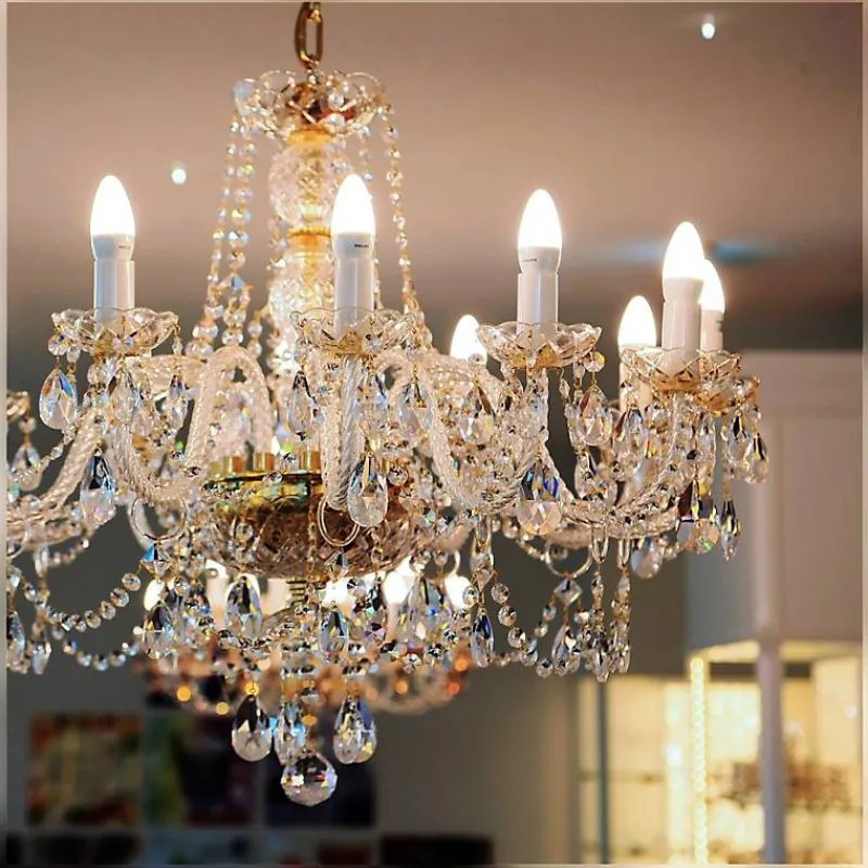 Leuchter & Lampen^Beleuchtung Kronleuchter Larissa Erleuchtung, Gold/Transparent, aus Glas