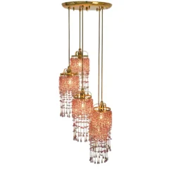 Leuchter & Lampen^Beleuchtung Kronleuchter Lisa Erleuchtung, Rosa/Transparent/Gold, aus Glas