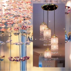 Leuchter & Lampen^Beleuchtung Kronleuchter Lisa Erleuchtung, Rosa/Transparent/Gold, aus Glas