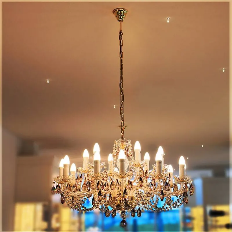 Leuchter & Lampen^Beleuchtung Kronleuchter Miranda Erleuchtung, Gold/Transparent, aus Glas