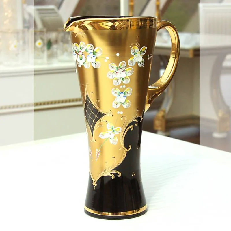 Kanne & Krug^Art Glass Krug Black Queen 1500 ml, Gold/Braun, aus Glas