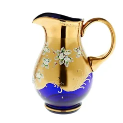Kanne & Krug^Art Glass Krug Blue Queen 2000 ml, Blau/Gold, aus Glas