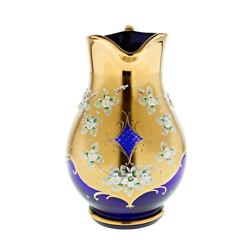 Kanne & Krug^Art Glass Krug Blue Queen 2000 ml, Blau/Gold, aus Glas