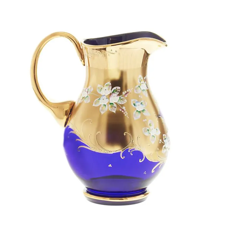 Kanne & Krug^Art Glass Krug Blue Queen 2000 ml, Blau/Gold, aus Glas